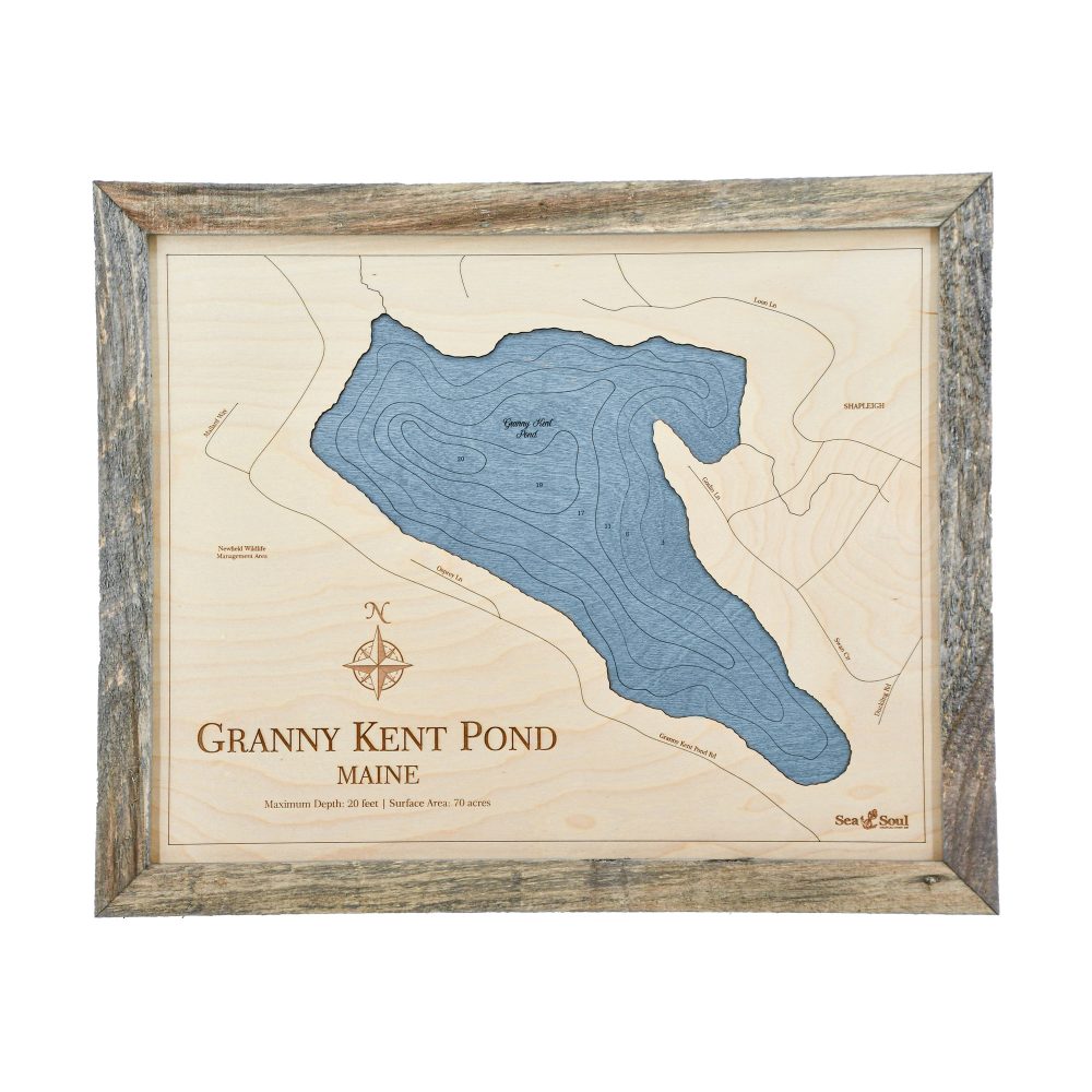 Granny Kent Pond Wall Art Rustic Pine with Deep Blue Water