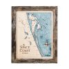 Space Coast Wall Art Rustic Pine Accent with Blue Green Water