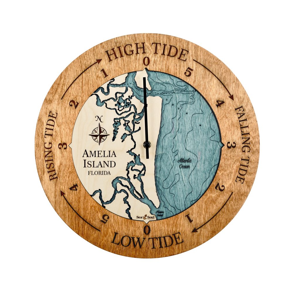 Amelia Island Tide Clock Americana Accent with Blue Green Water