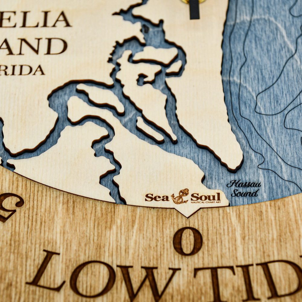 Amelia Island Tide Clock Honey Accent with Deep Blue Water Detail Shot 3
