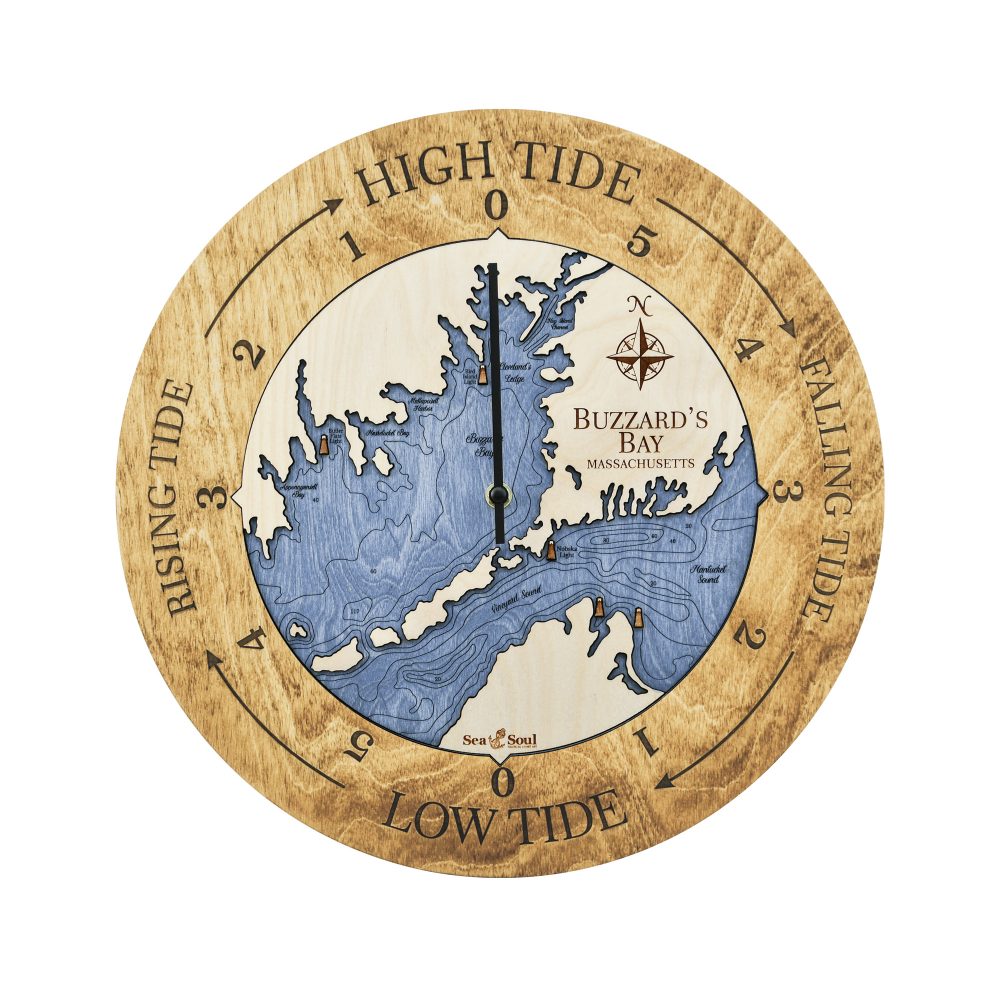 Buzzard Bay Tide Clock Honey Accent with Deep Blue Water