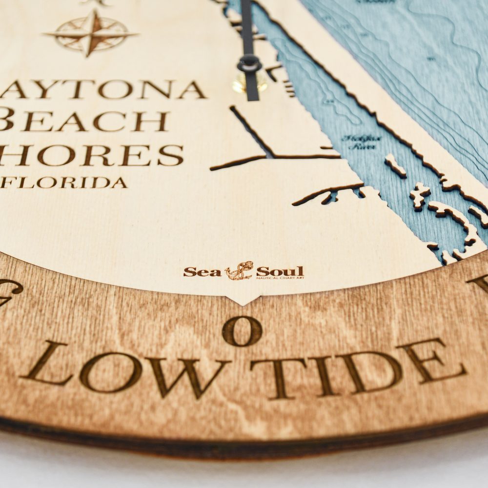 Daytona Beach Tide Clock Americana Accent with Blue Green Water Detail Shot 2
