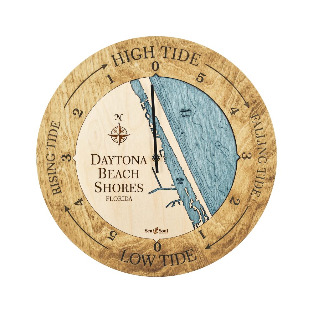 Daytona Beach Tide Clock Honey Accent with Blue Green Water