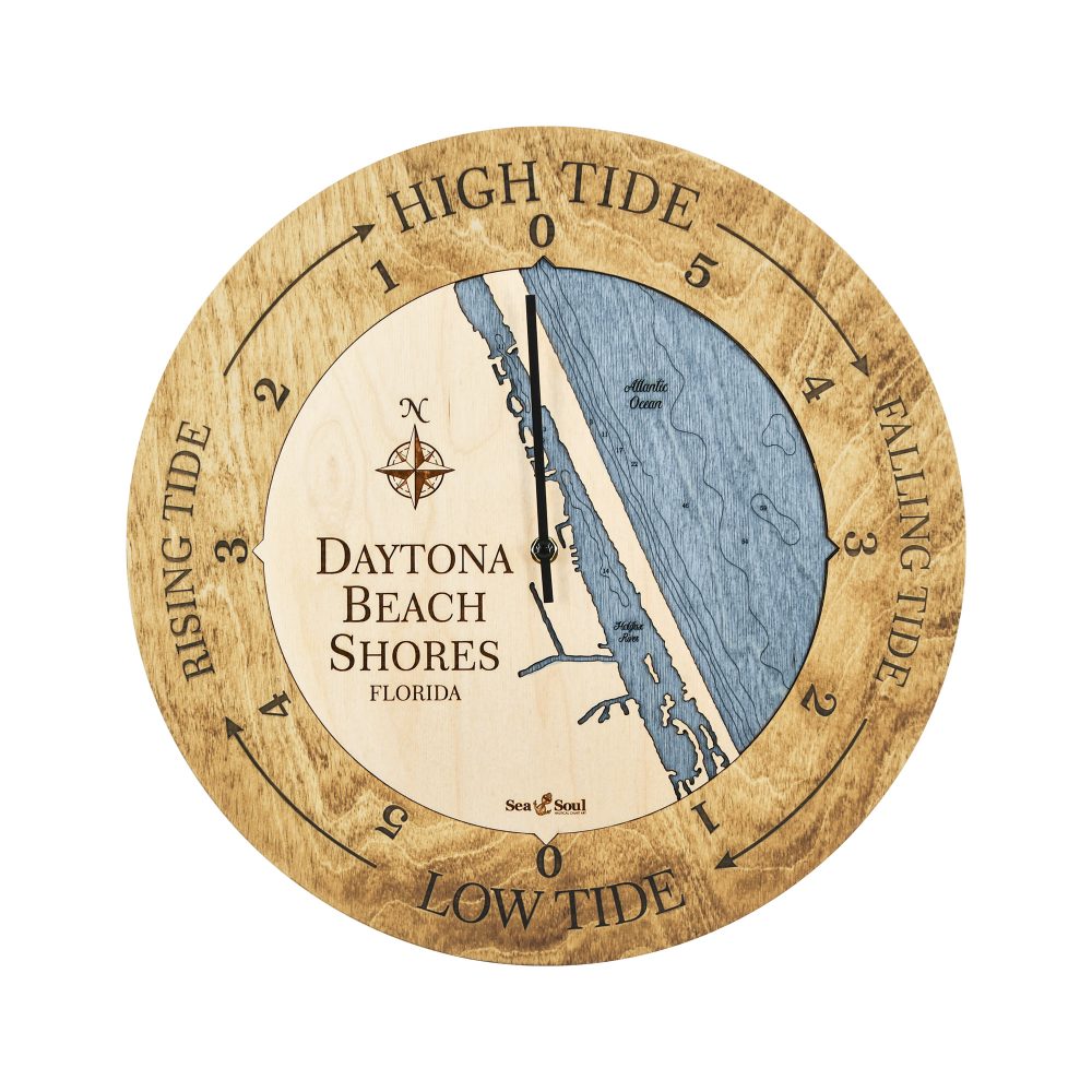 Daytona Beach Tide Clock Honey Accent with Deep Blue Water