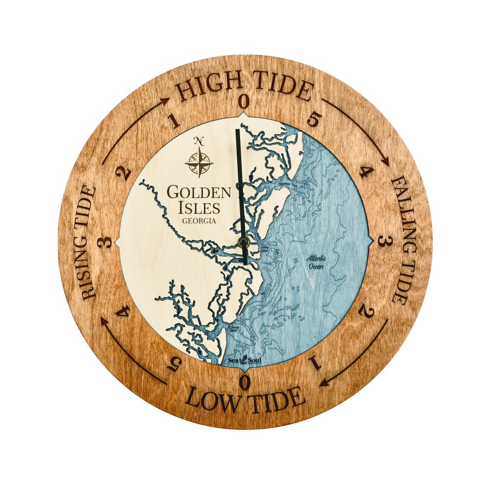 Golden Isles Tide Clock Americana Accent with Blue Green Water