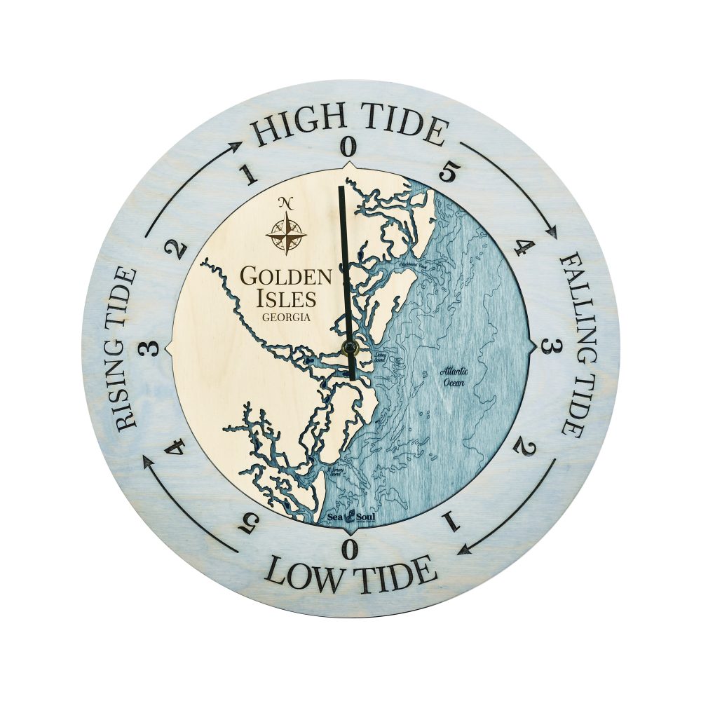 Golden Isles Tide Clock Bleach Blue Accent with Blue Green Water