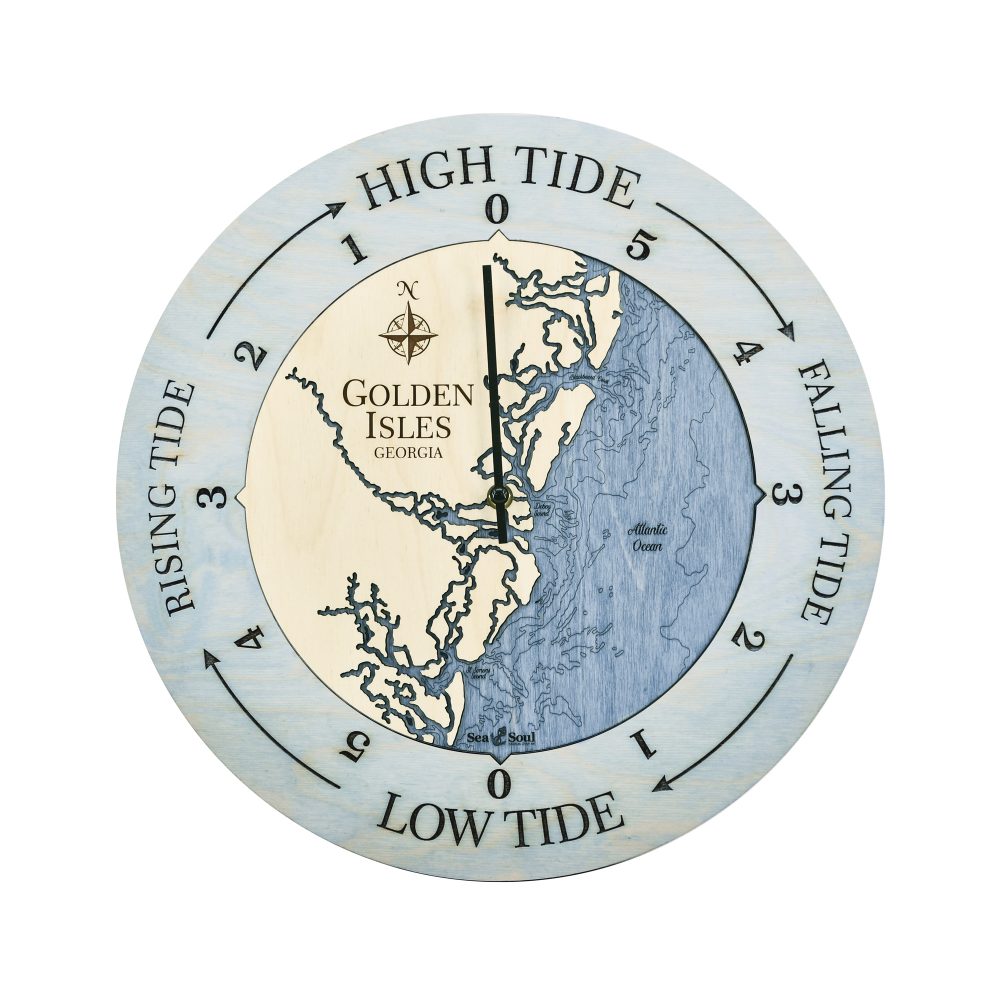Golden Isles Tide Clock Bleach Blue Accent with Deep Blue Water