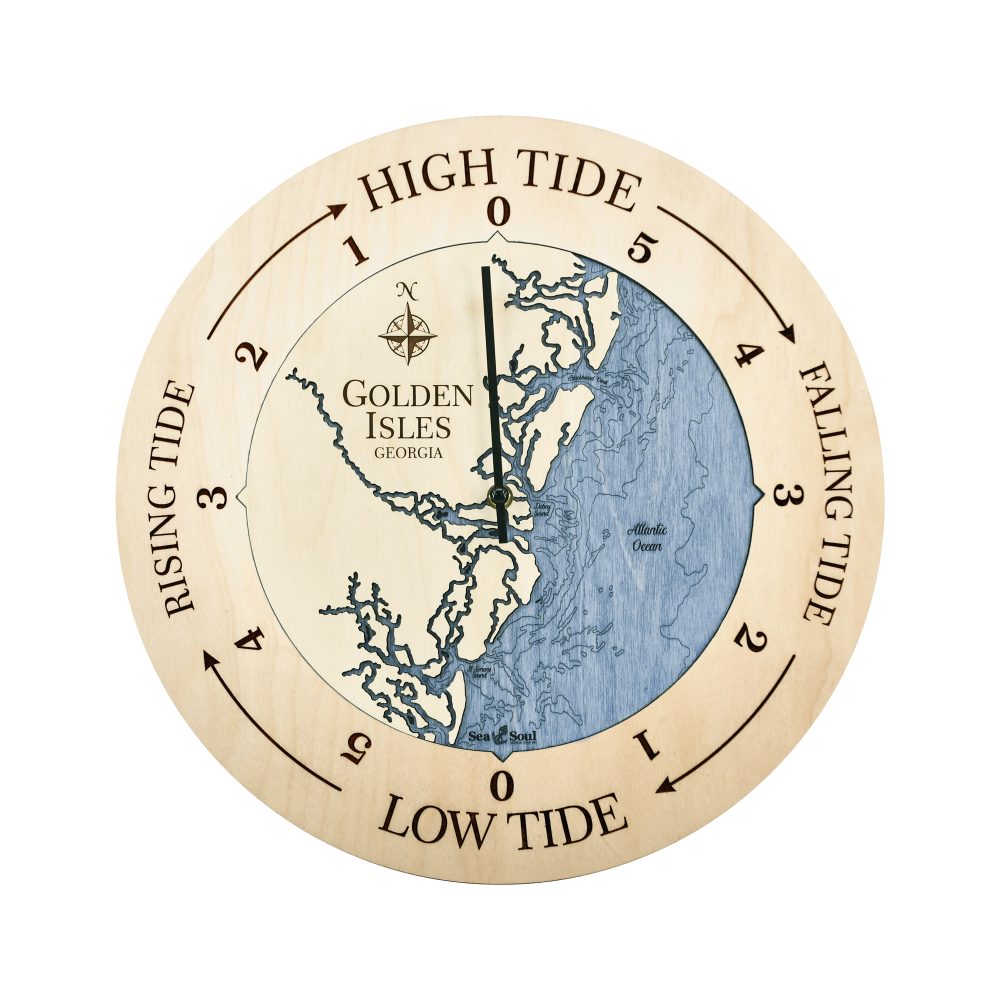 Golden Isles Tide Clock Birch Accent with Deep Blue Water