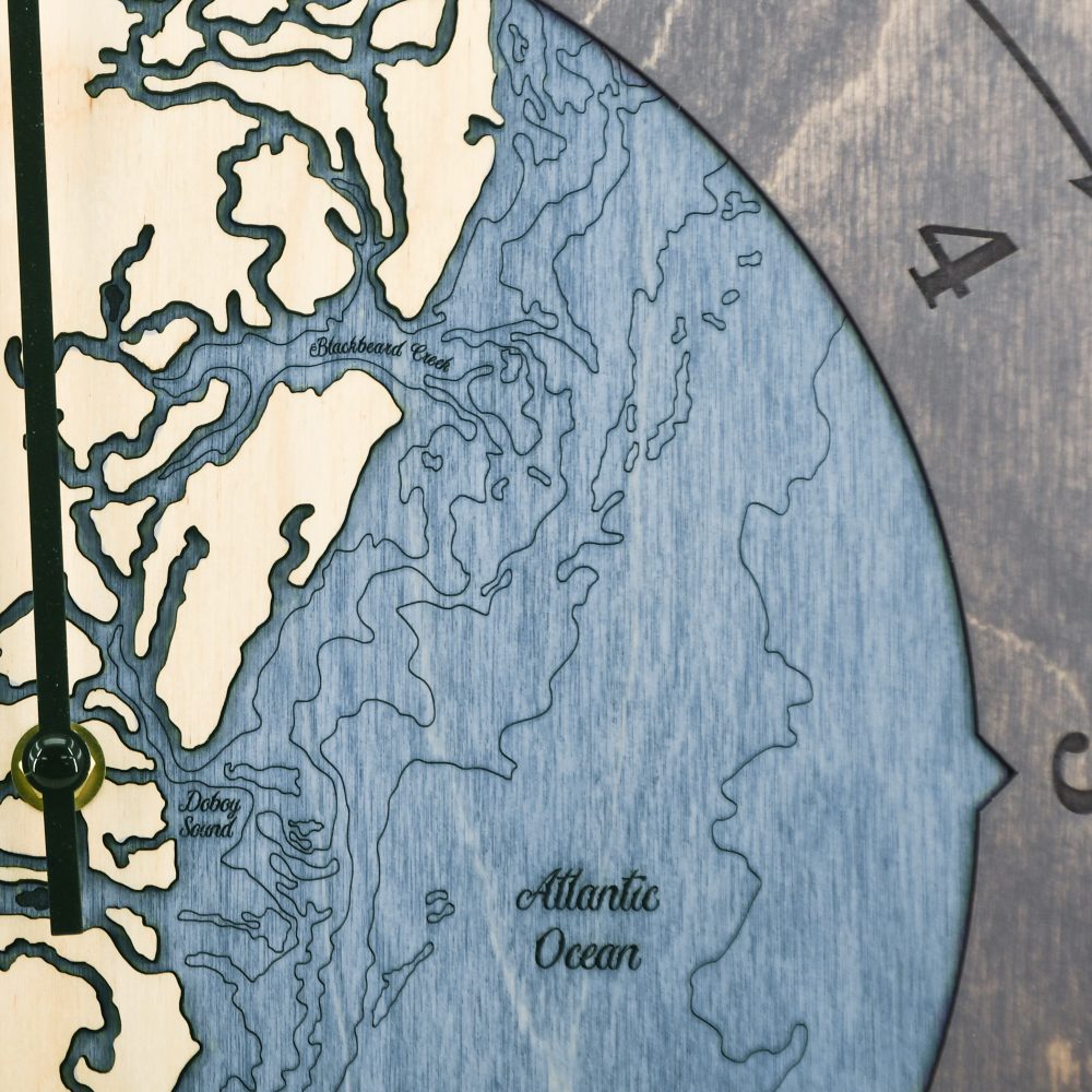 Golden Isles Tide Clock Driftwood Accent with Deep Blue Water Detail Shot 4