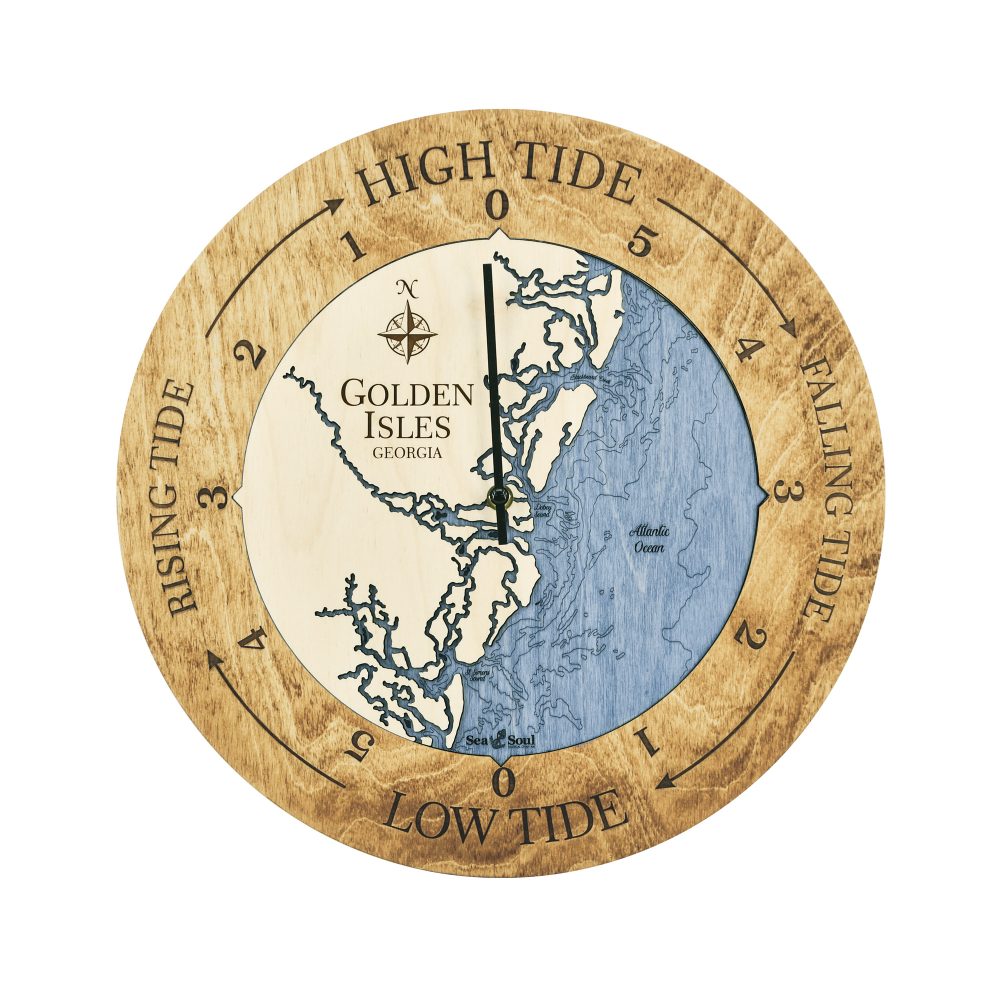 Golden Isles Tide Clock Honey Accent with Deep Blue Water