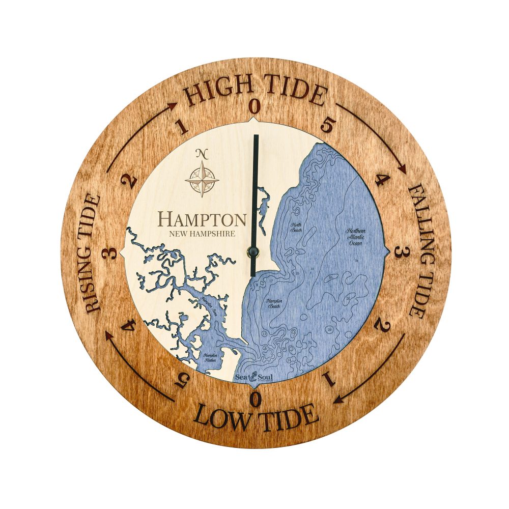 Hampton New Hampshire Tide Clock Americana Accent with Deep Blue Water