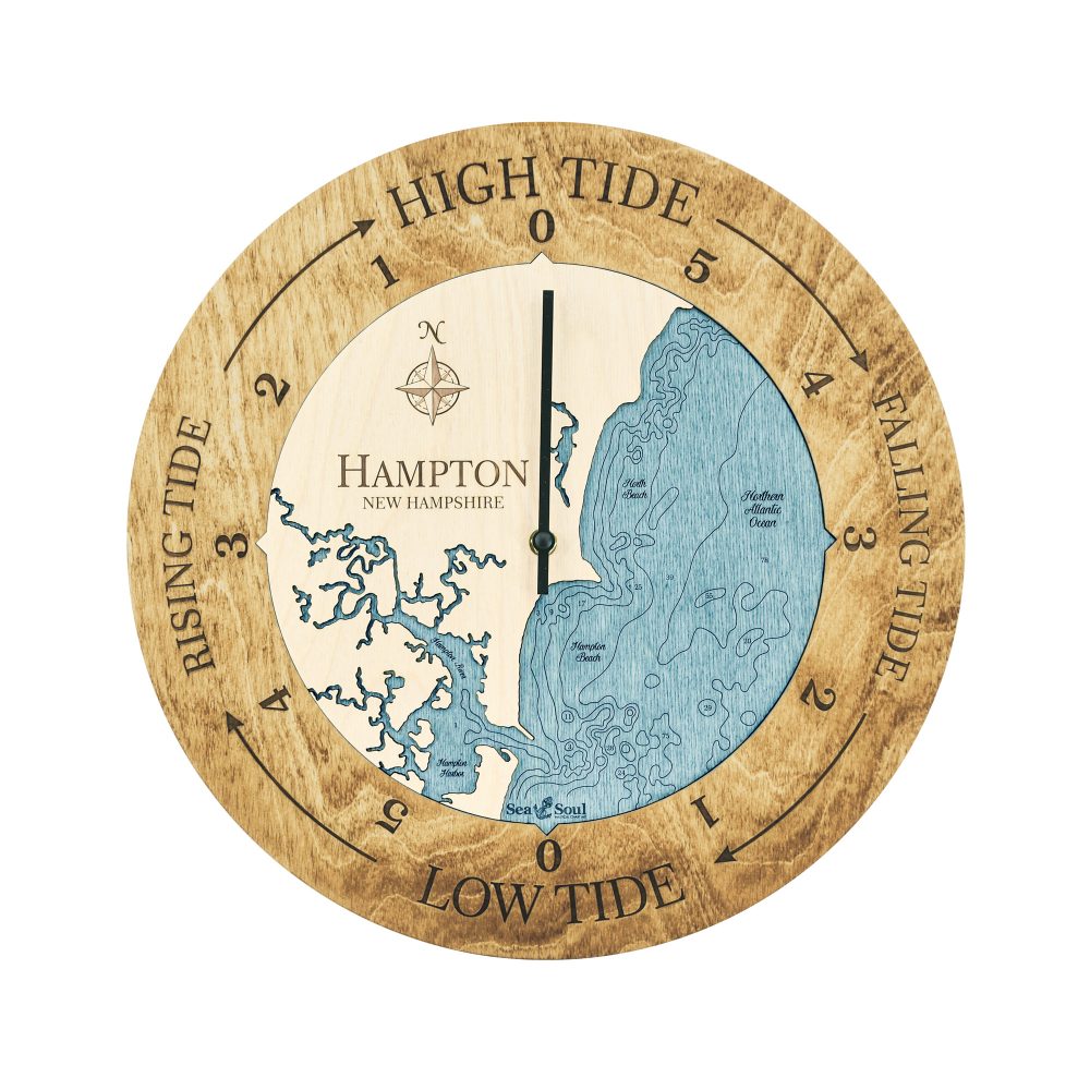 Hampton Tide Clock Honey Accent with Blue Green Water