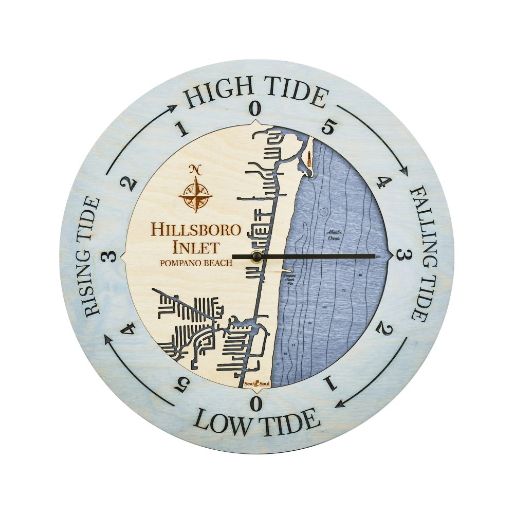 Hillsboro Inlet Tide Clock Bleach Blue Accent with Deep Blue Water