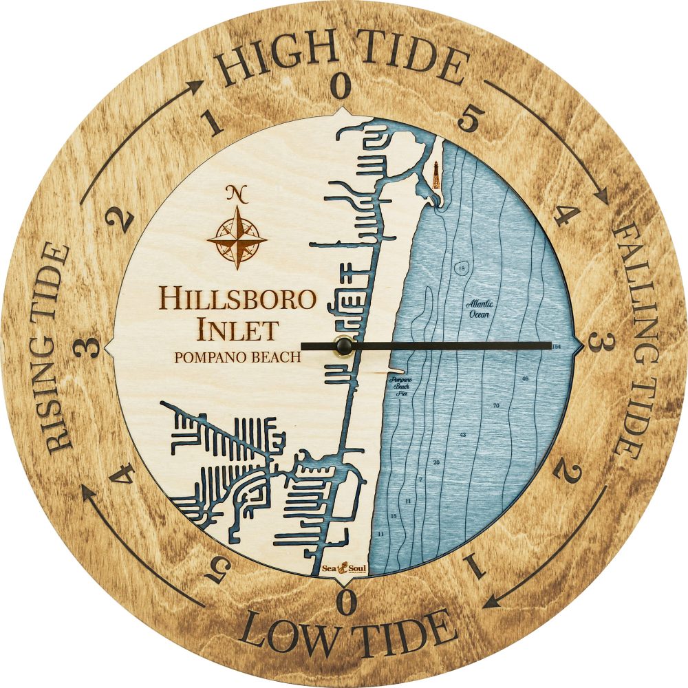 Hillsboro Inlet Tide Clock Honey Accent with Blue Green Water Product Shot