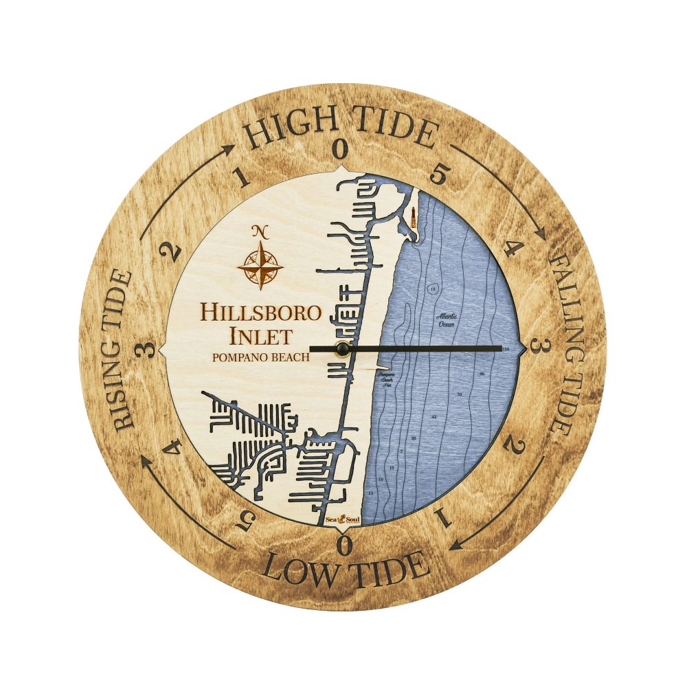 Hillsboro Inlet Tide Clock Honey Accent with Deep Blue Water
