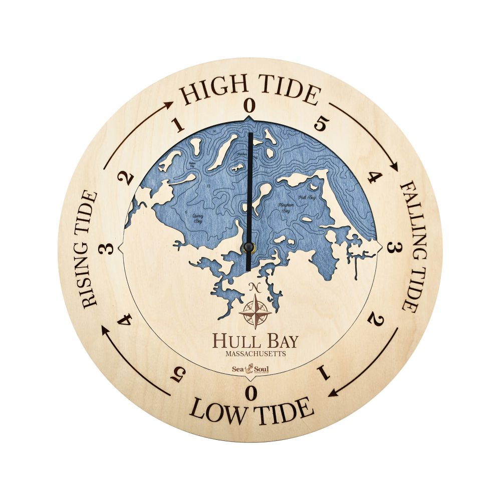 Hull Bay Tide Clock Birch Accent with Deep Blue Water