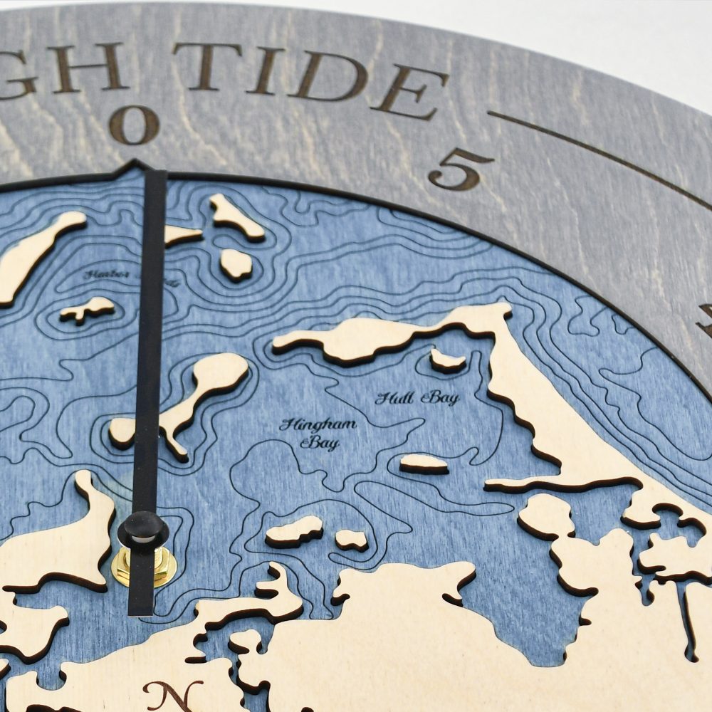 Hull Bay Tide Clock Driftwood Accent with Deep Blue Water Detail Shot 2