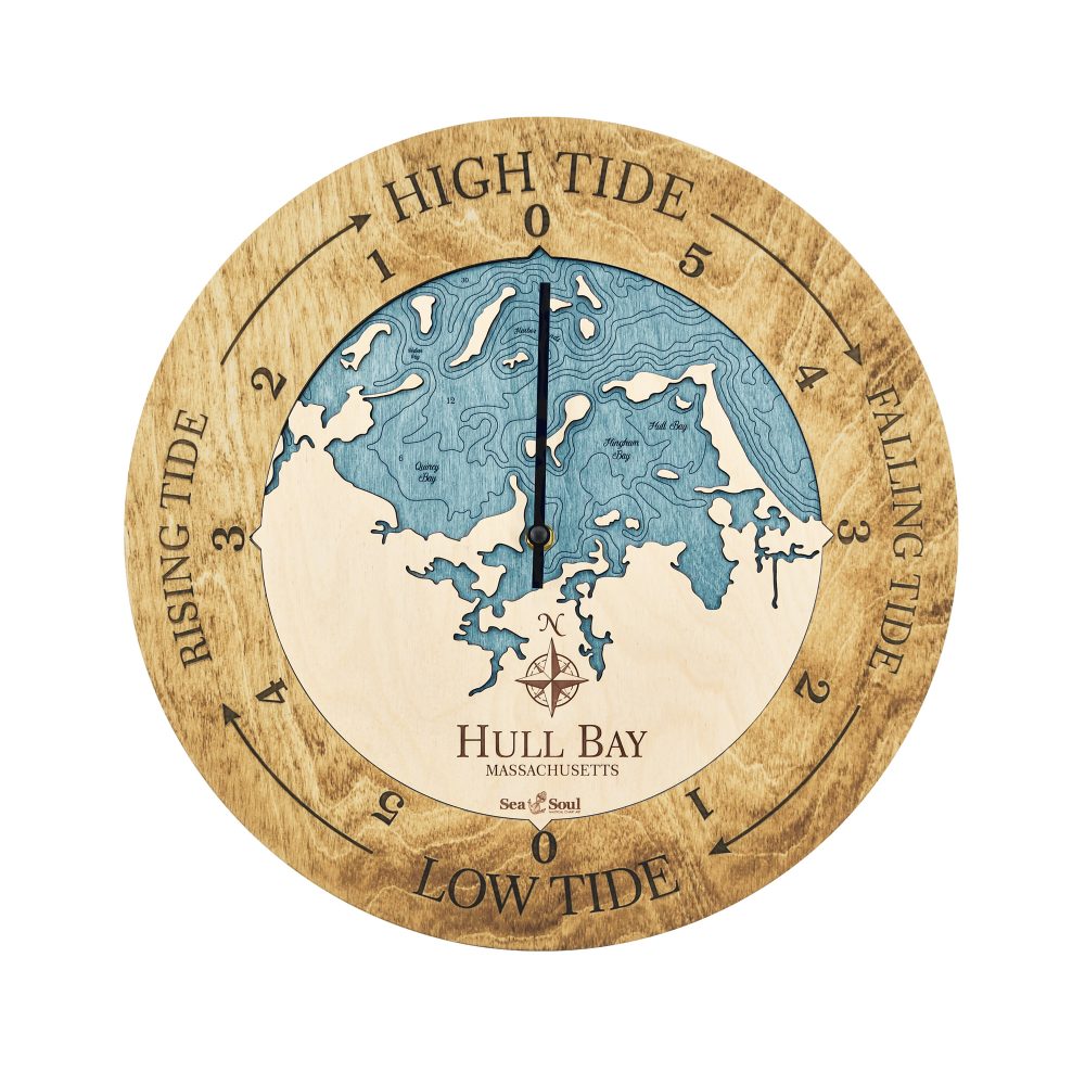 Hull Bay Tide Clock Honey Accent with Blue Green Water