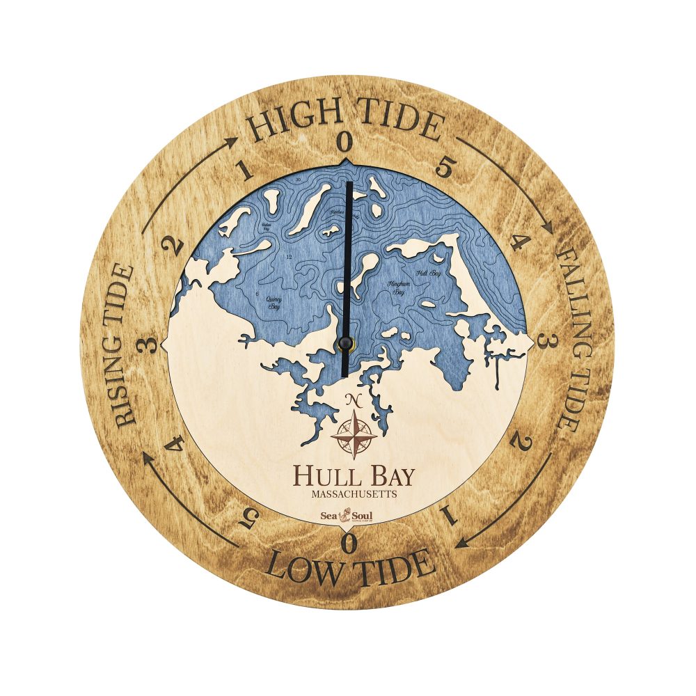 Hull Bay Tide Clock Honey Accent with Deep Blue Water