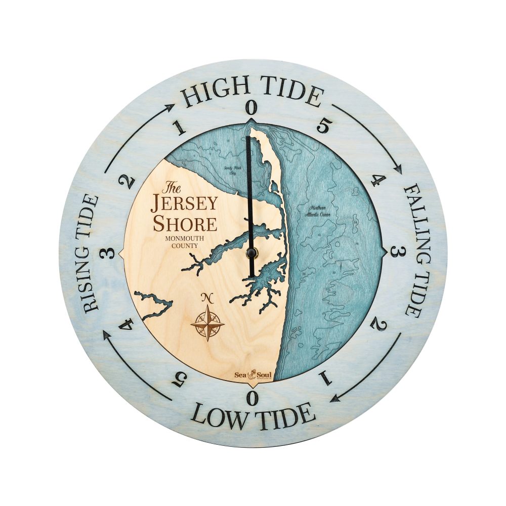 Jersey Shore Tide Clock Bleach Blue Accent with Blue Green Water