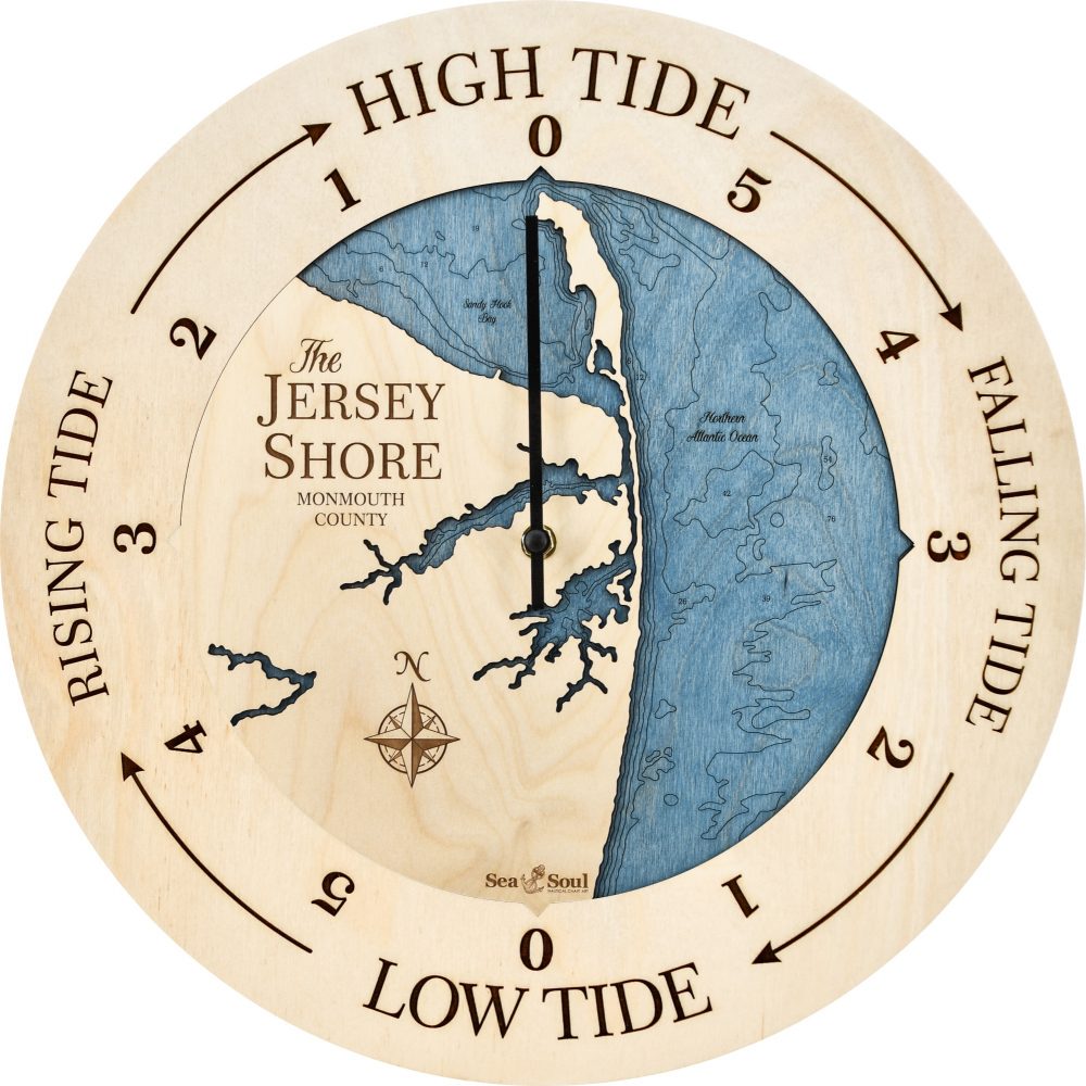 Jersey Shore Tide Clock Birch Accent with Deep Blue Water Product Shot