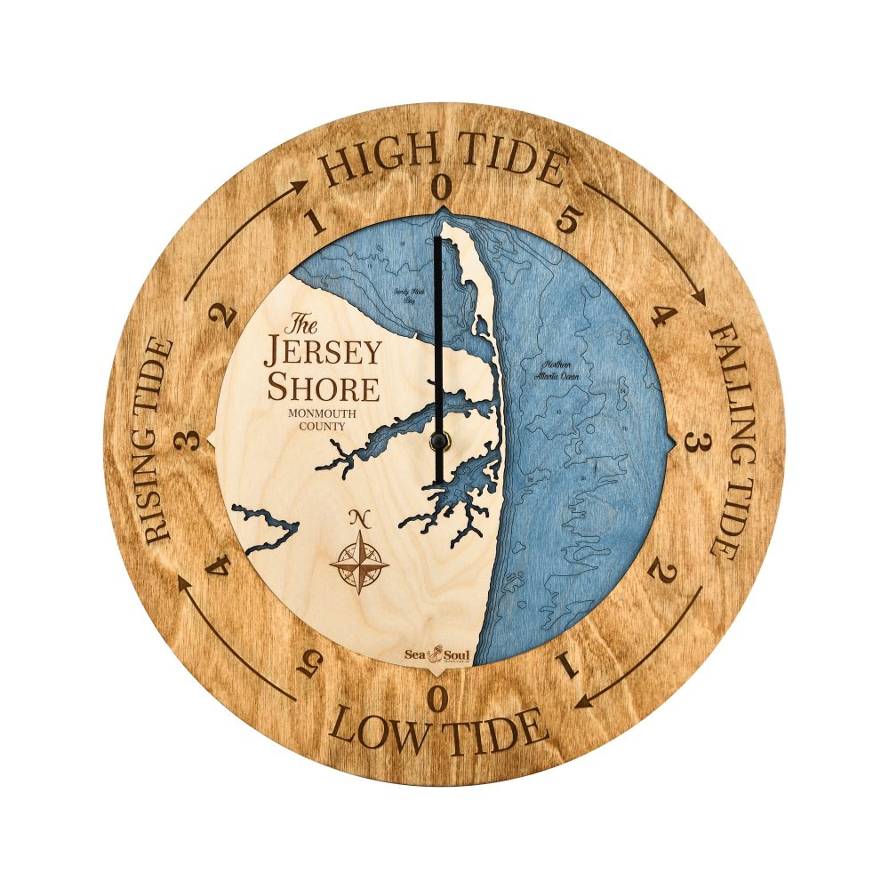 Jersey Shore Tide Clock Honey Accent with Deep Blue Water