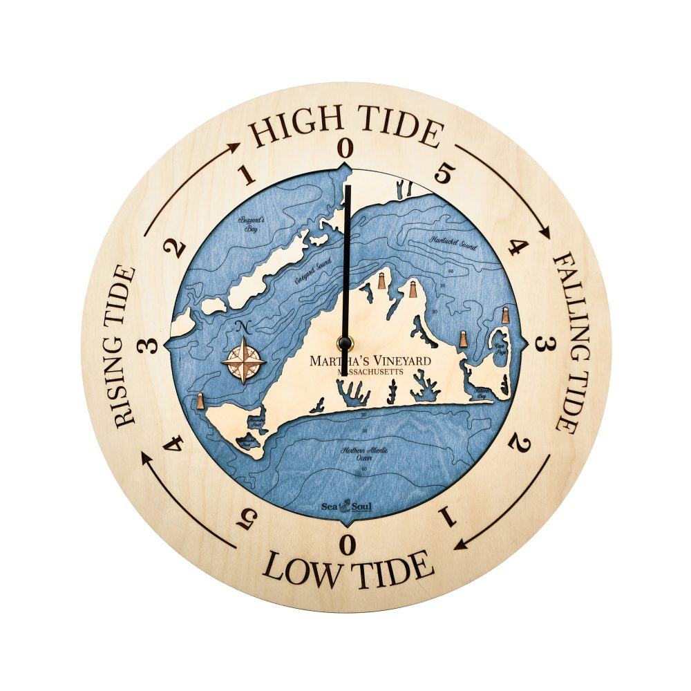 Martha's Vineyard Tide Clock Birch Accent with Deep Blue Water