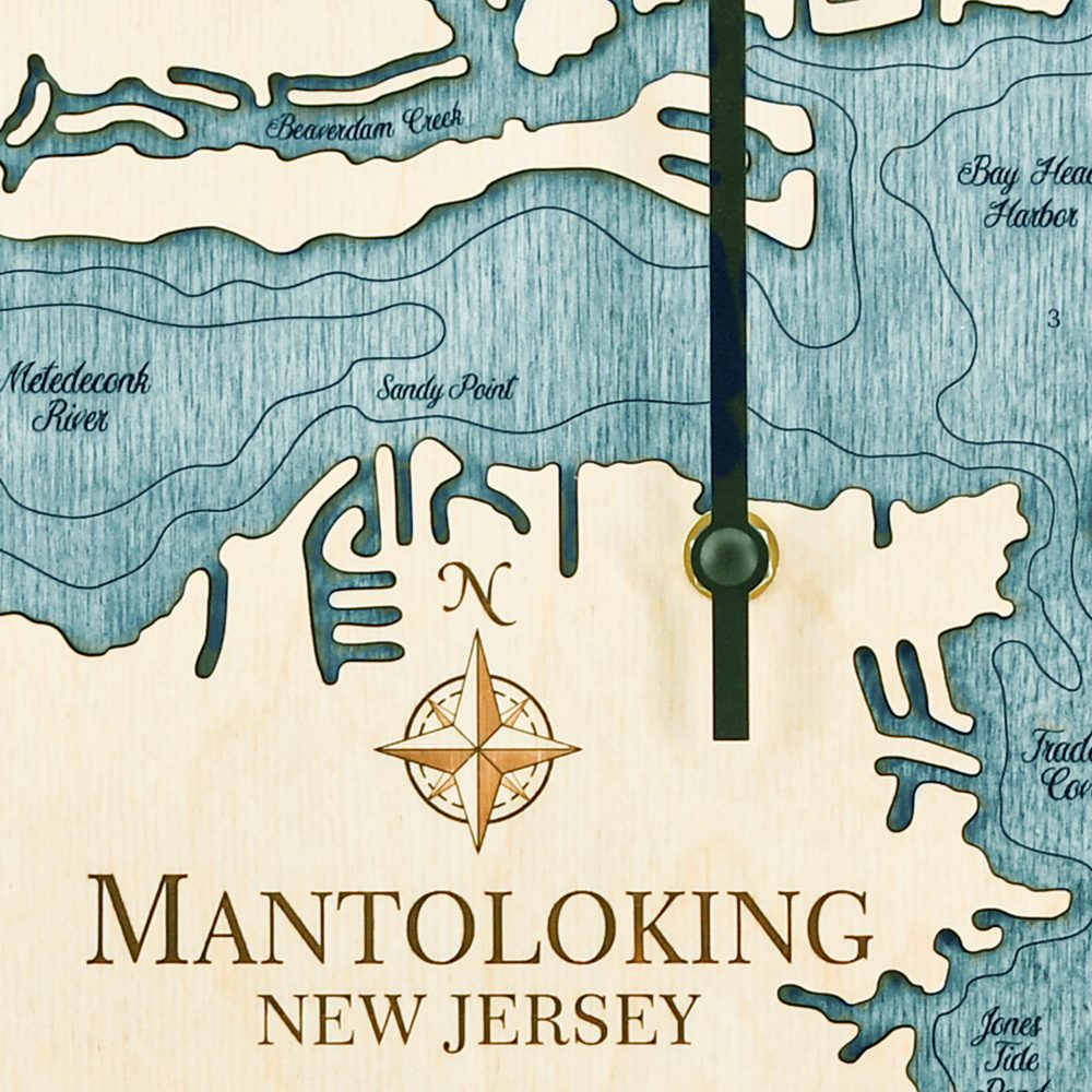 Mantoloking New Jersey Tide Clock Driftwood Accent with Blue Green Water Detail Shot 1