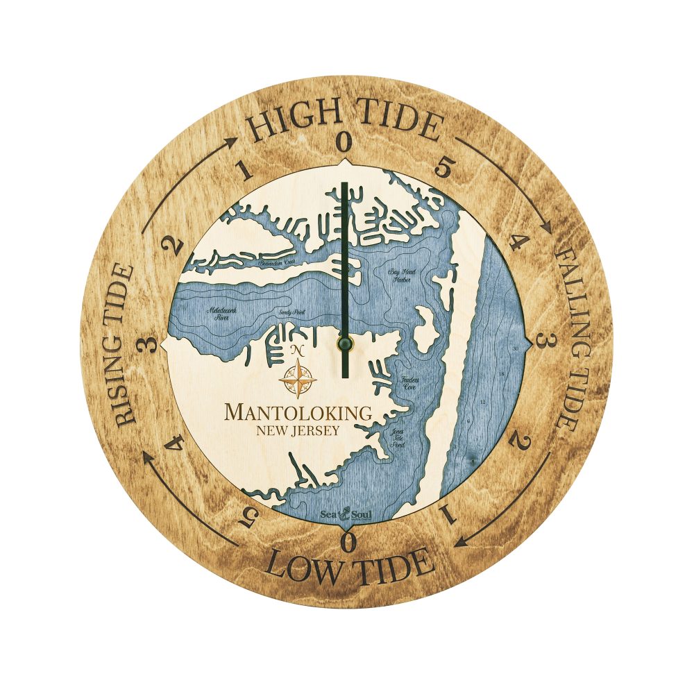 Mantoloking Tide Clock Honey Accent with Deep Blue Water