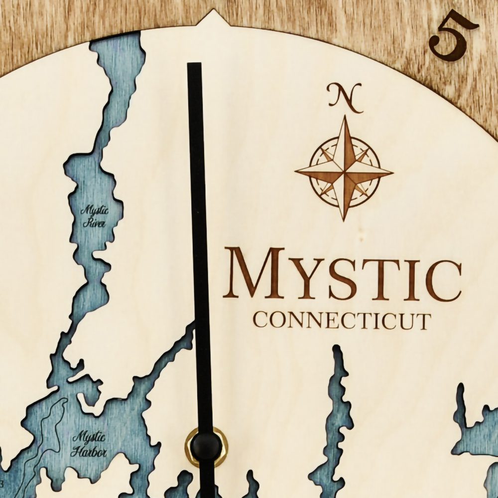 Mystic Connecticut Tide Clock Americana Accent with Blue Green Water Detail Shot 3