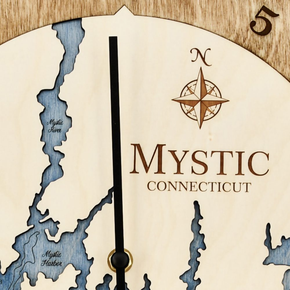 Mystic Connecticut Tide Clock Americana Accent with Deep Blue Water Detail Shot 3