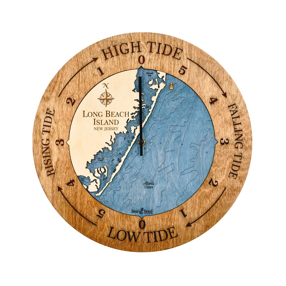 Long Beach Island Tide Clock Americana Accent with Deep Blue Water