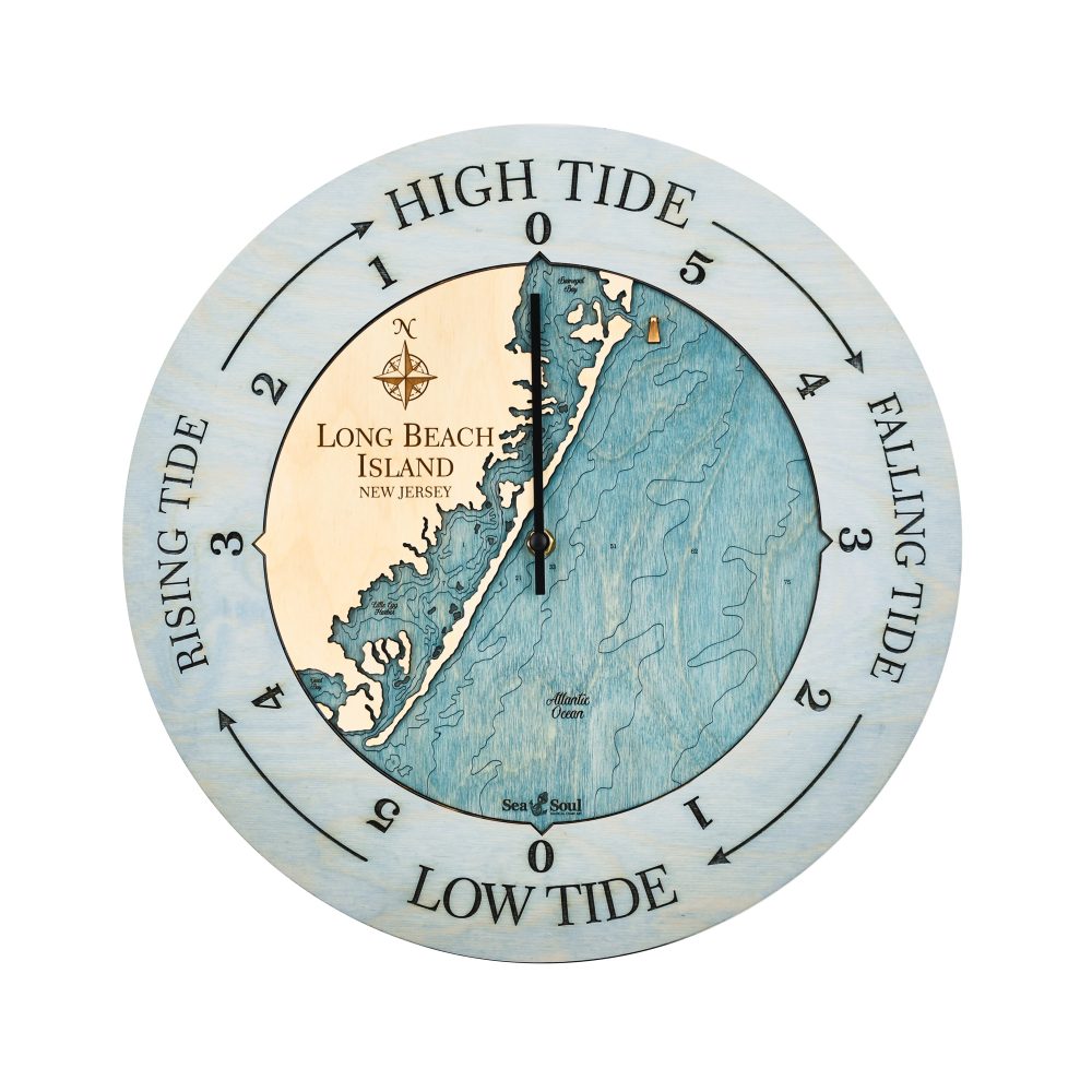 Long Beach Island Tide Clock Bleach Blue Accent with Blue Green Water