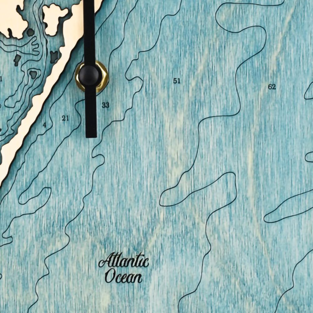 Long Beach Island Tide Clock Birch Accent with Blue Green Water Detail Shot 4