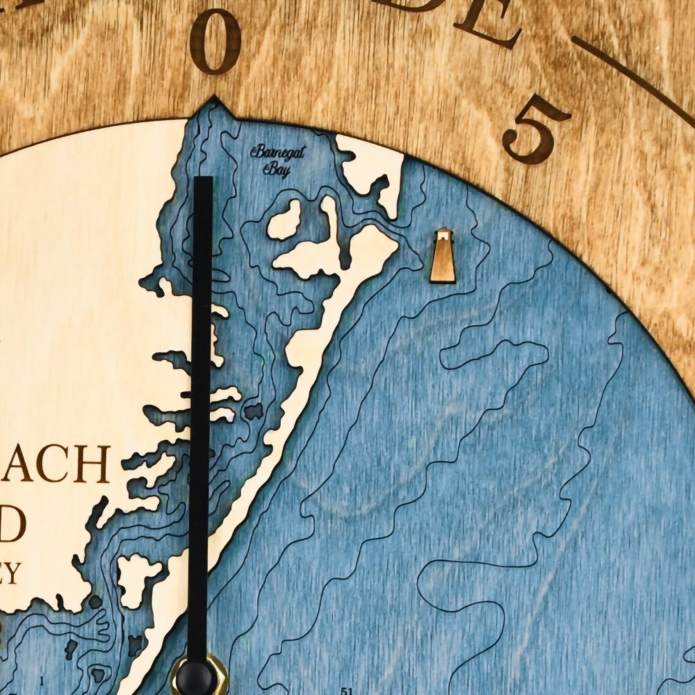 Long Beach Island Tide Clock Honey Accent with Deep Blue Water Detail Shot 1