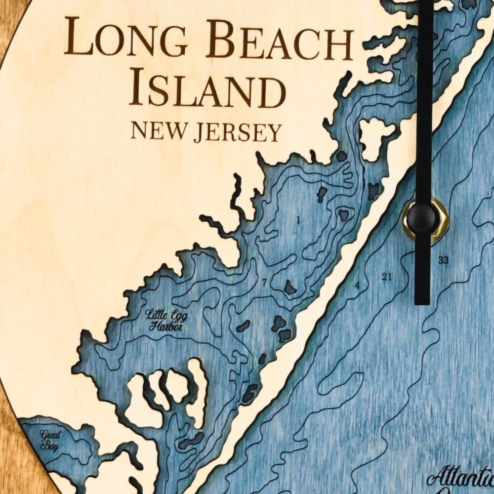 Long Beach Island Tide Clock Honey Accent with Deep Blue Water Detail Shot 2