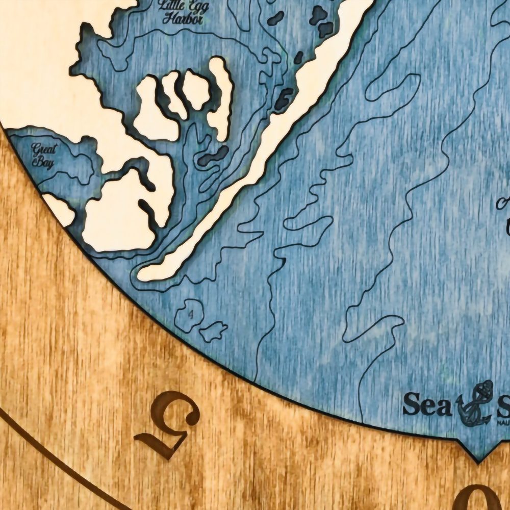 Long Beach Island Tide Clock Honey Accent with Deep Blue Water Detail Shot 3