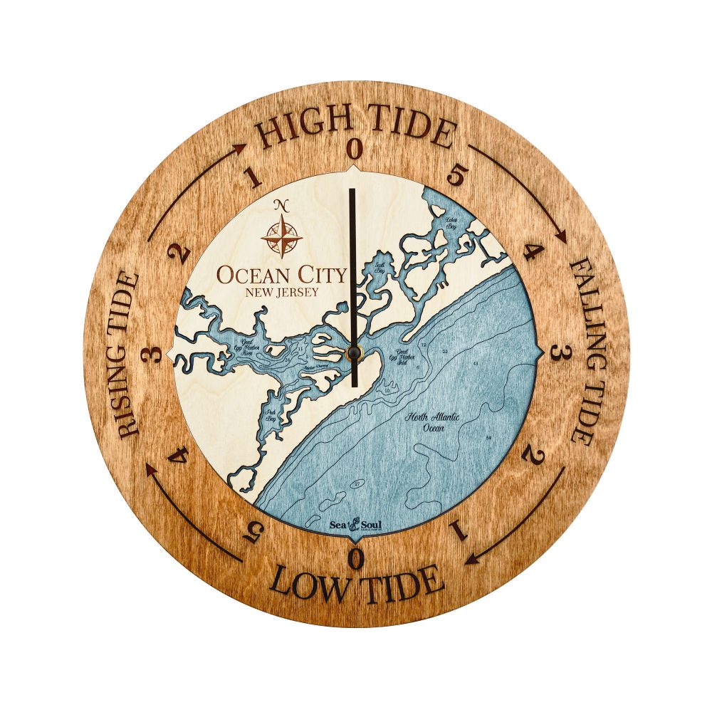 Ocean City Tide Clock Americana Accent with Blue Green Water