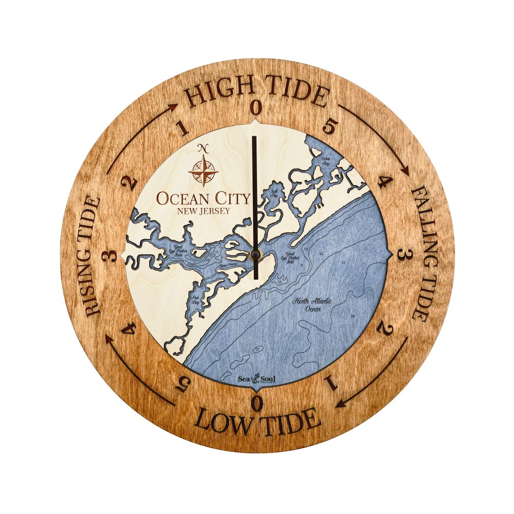 Ocean City Tide Clock Americana Accent with Deep Blue Water