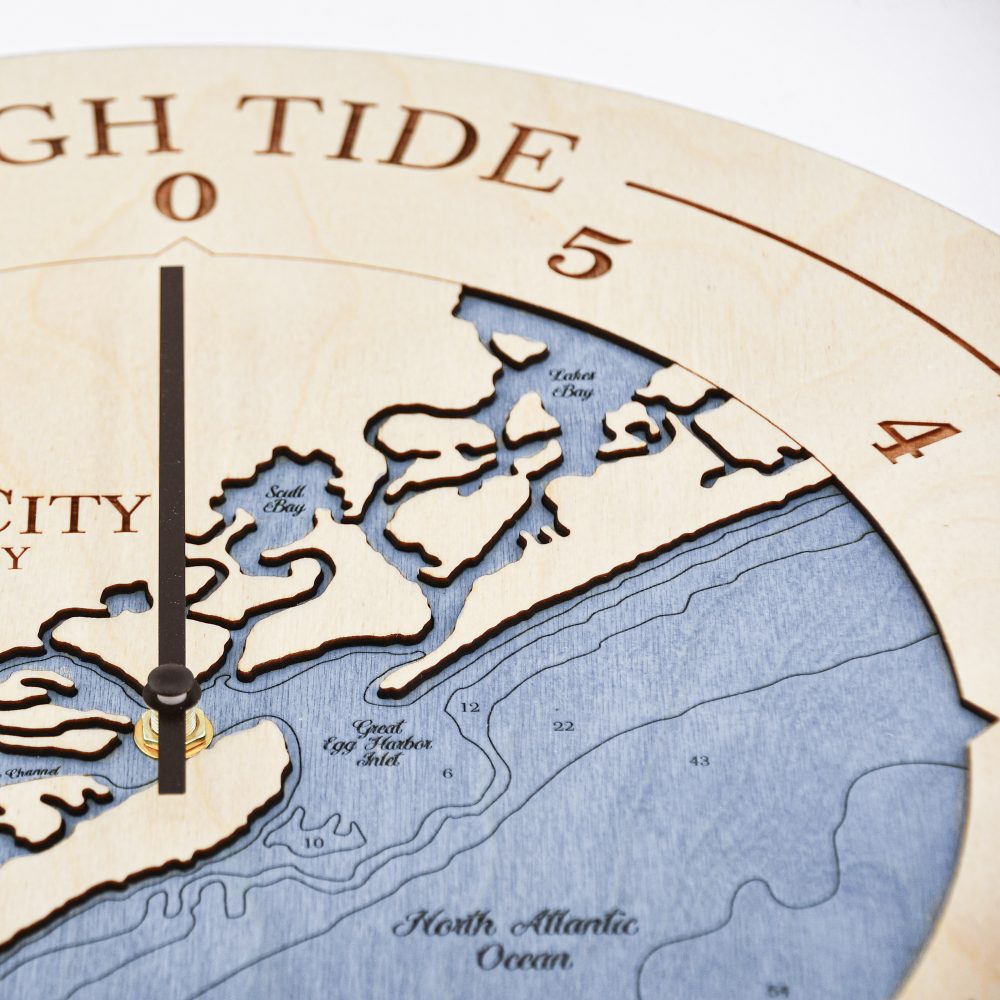 Ocean City Tide Clock Birch Accent with Deep Blue Water Detail Shot 2