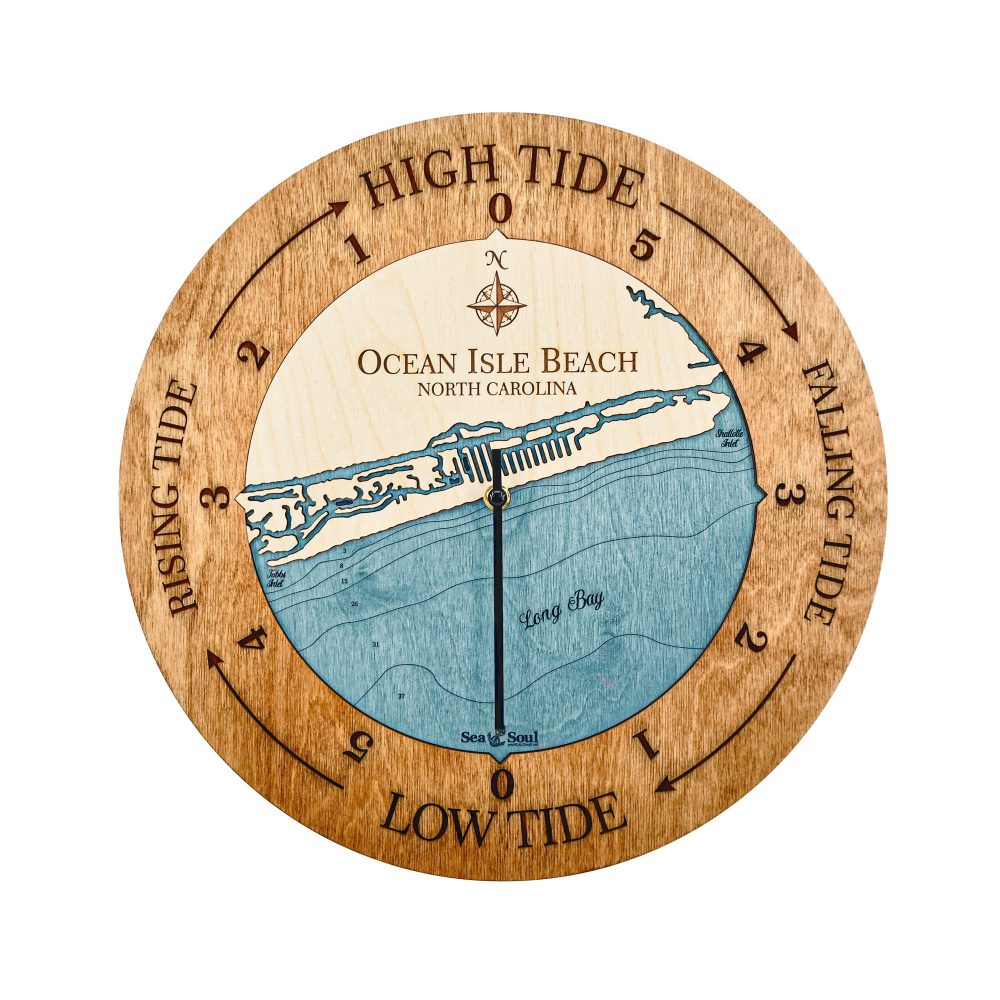 Ocean Isle Beach Tide Clock Americana Accent with Blue Green Water