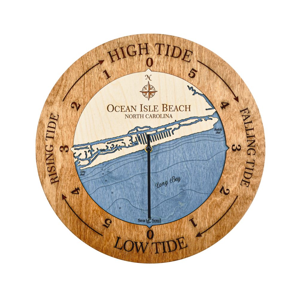 Ocean Isle Beach Tide Clock Americana Accent with Deep Blue Water