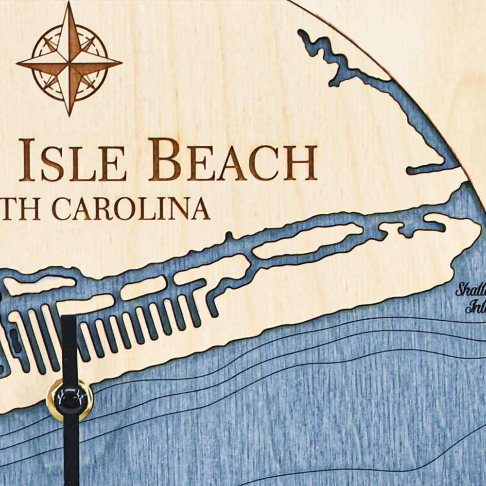 Ocean Isle Beach Tide Clock Birch Accent with Deep Blue Water Detail Shot 2
