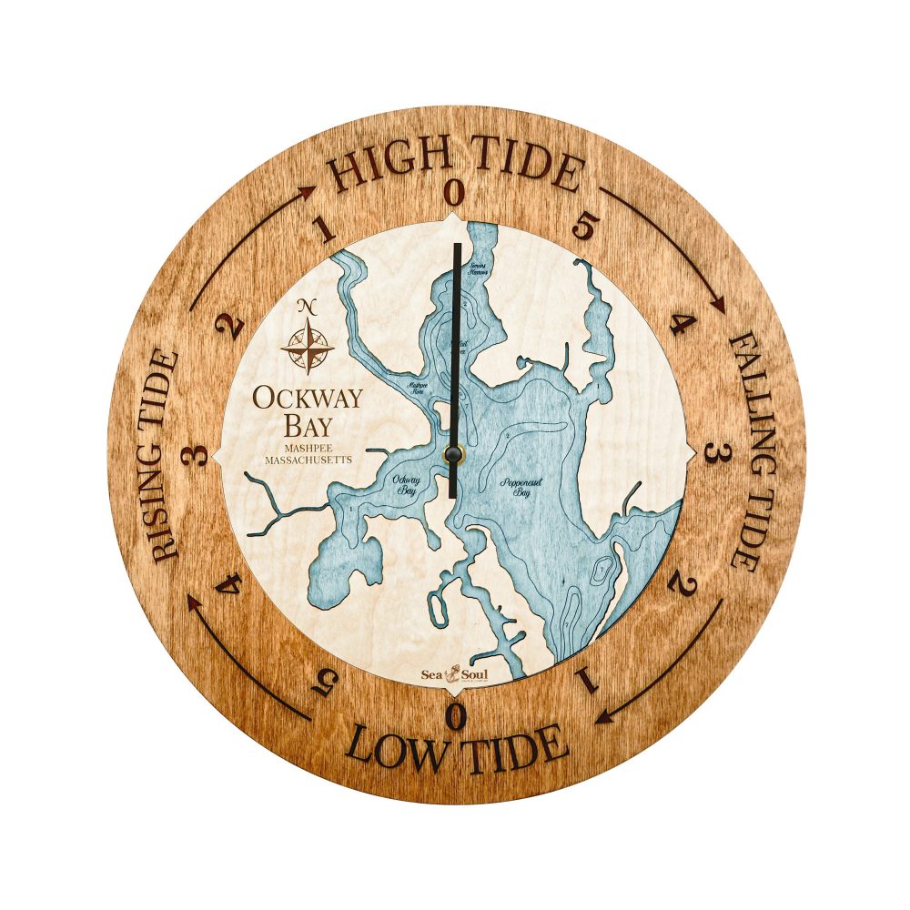 Ockway Bay Tide Clock Americana Accent with Blue Green Water