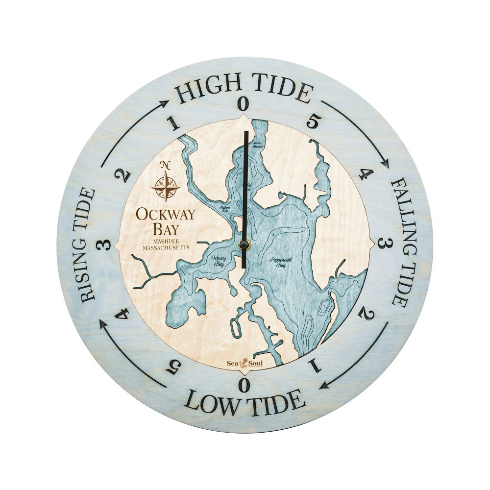 Ockway Bay Tide Clock Bleach Blue Accent with Blue Green Water