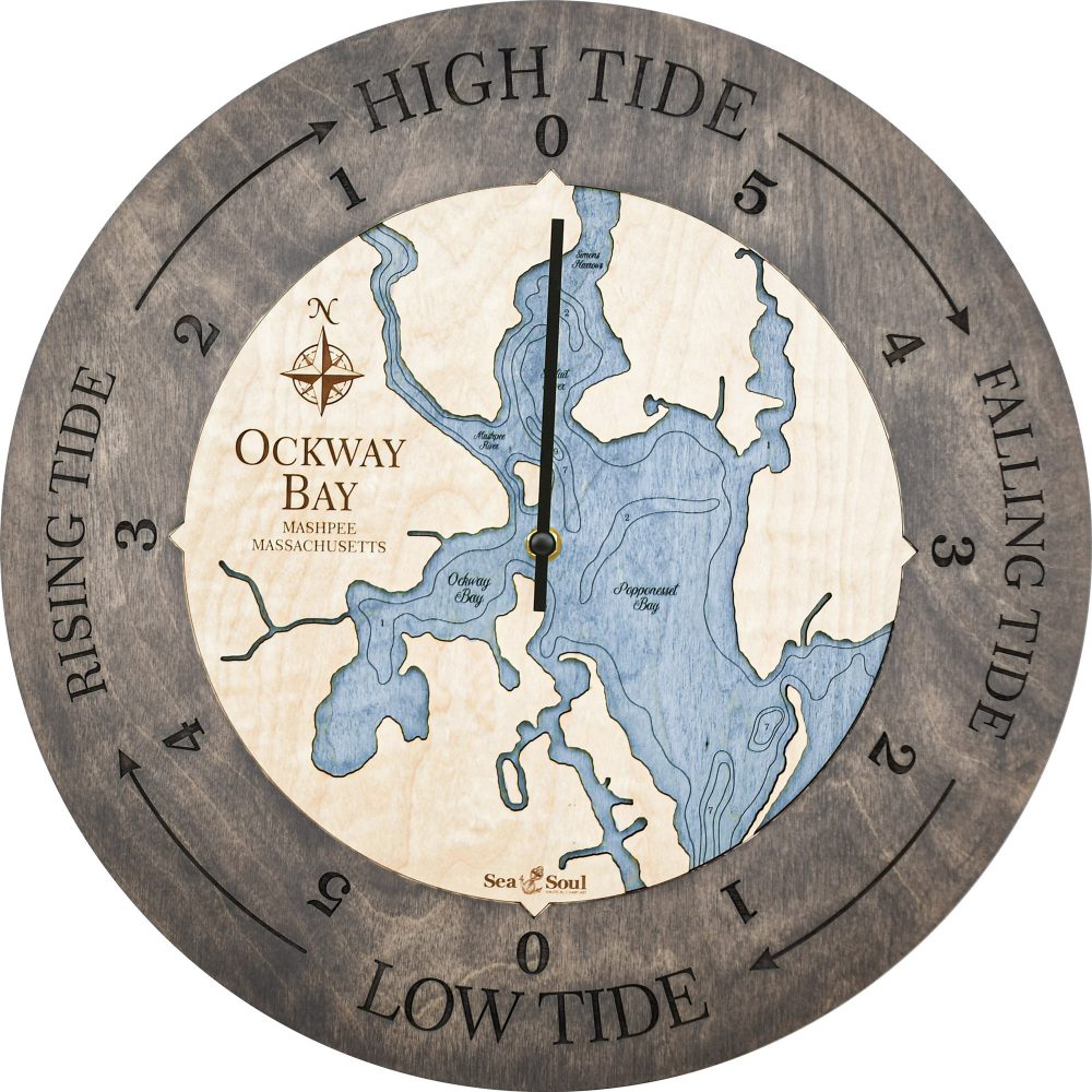 Ockway Bay Tide Clock Driftwood Accent with Deep Blue Water Product Shot