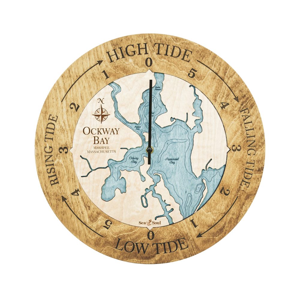 Ockway Bay Tide Clock Honey Accent with Blue Green Water