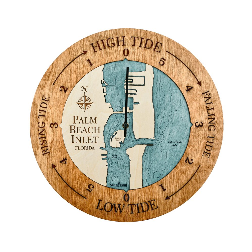 Palm Beach Inlet Tide Clock Americana Accent with Blue Green Water
