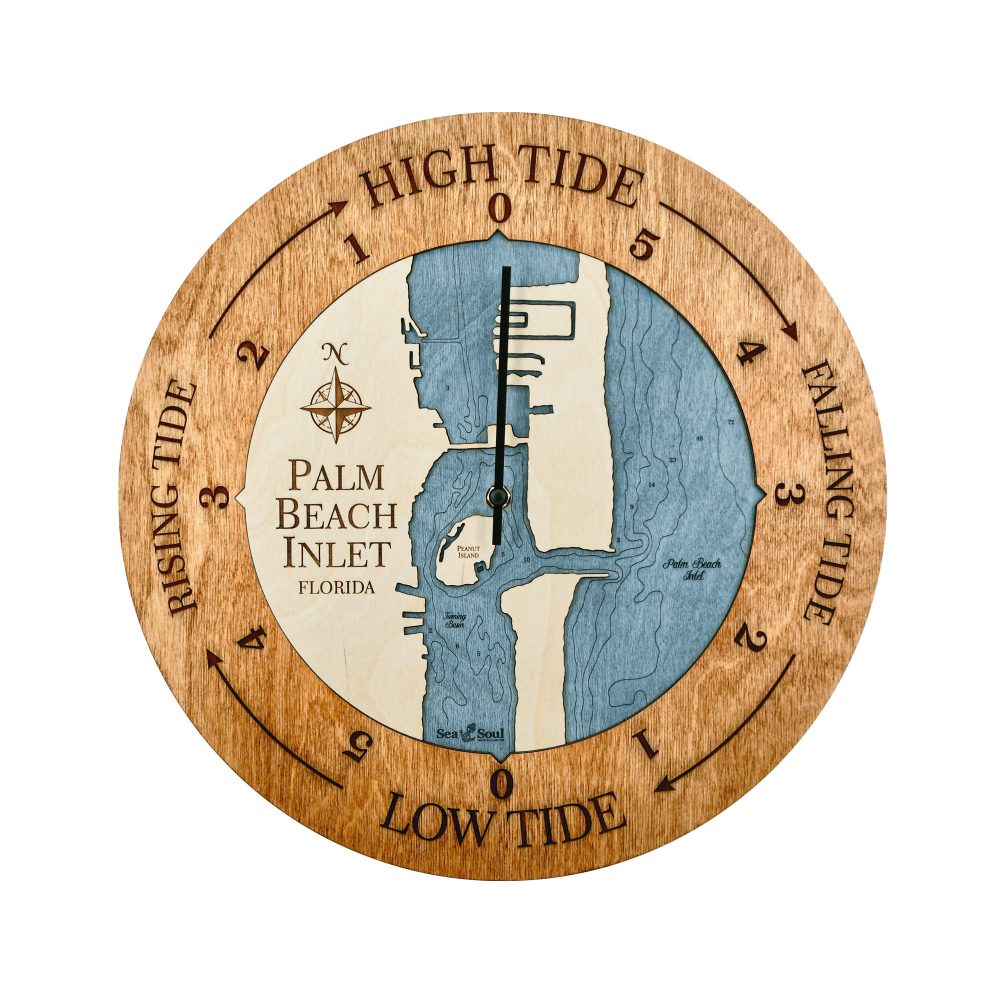 Palm Beach Inlet Tide Clock Americana Accent with Deep Blue Water