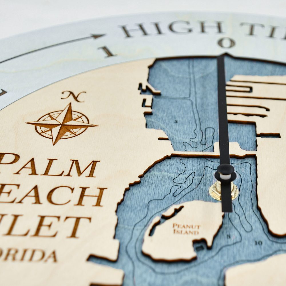 Palm Beach Inlet Tide Clock Bleach Blue Accent with Deep Blue Water Detail Shot 2